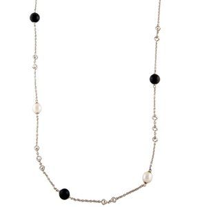 DI MODOLO STERLING SLIVER 925 PEARL &  CATS EYE 33" NECKLACE